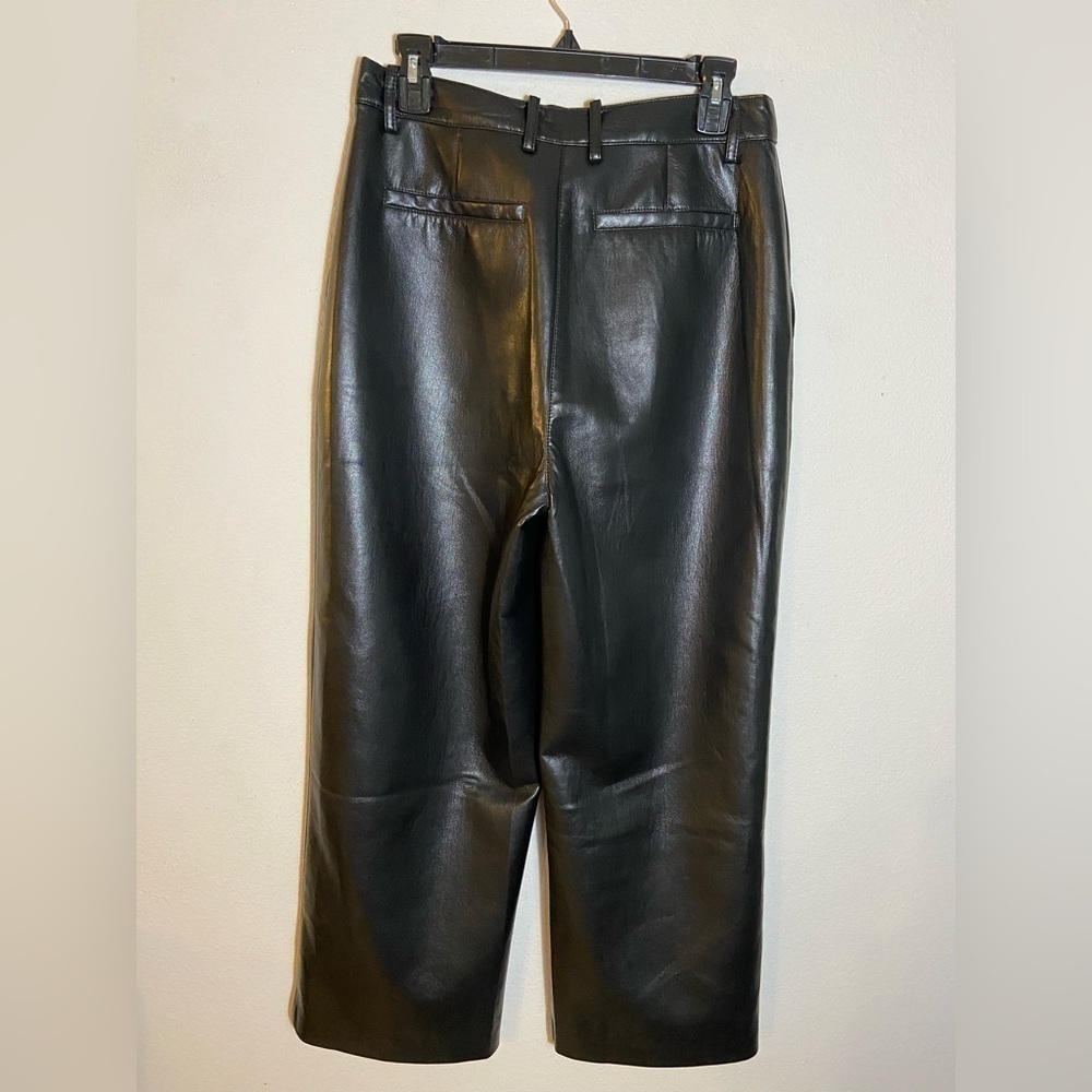 Aritzia Babaton Command Cropped Vegan Leather Pants Sz 10 Mid Rise Black - Picture 10 of 14